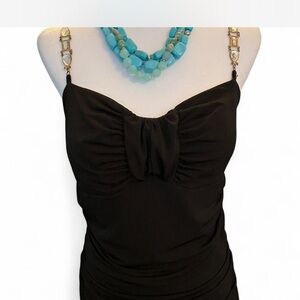 Bisou Bisou Black Bow-Front Ruched Camisole